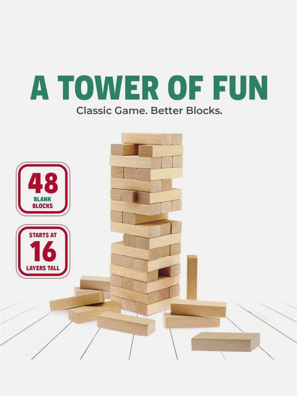 CoolToys Timber Tower Original 48 Piece Wooden Stacking Game NIB